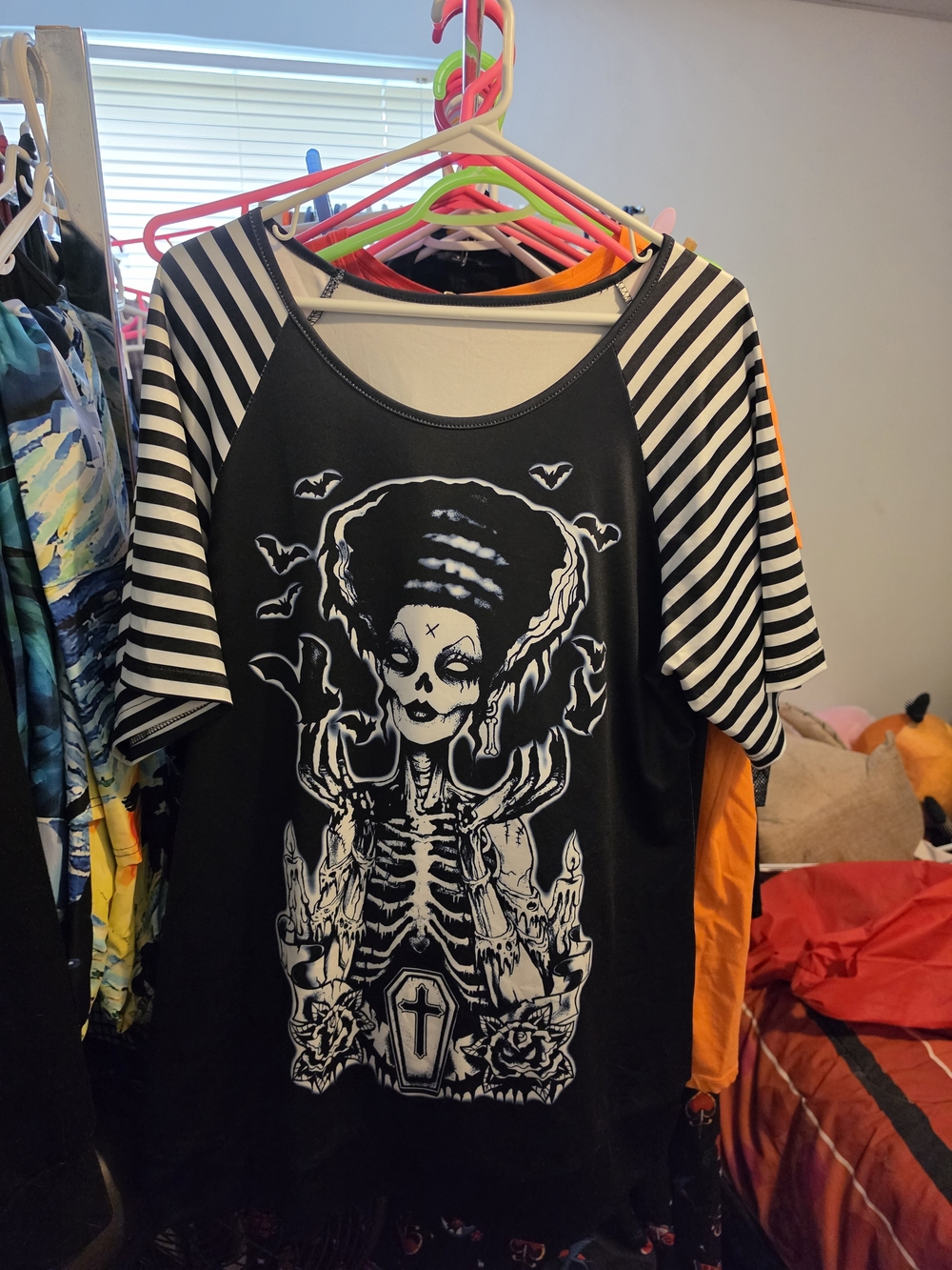 Girls' Black & White Gothic Skeleton Tee